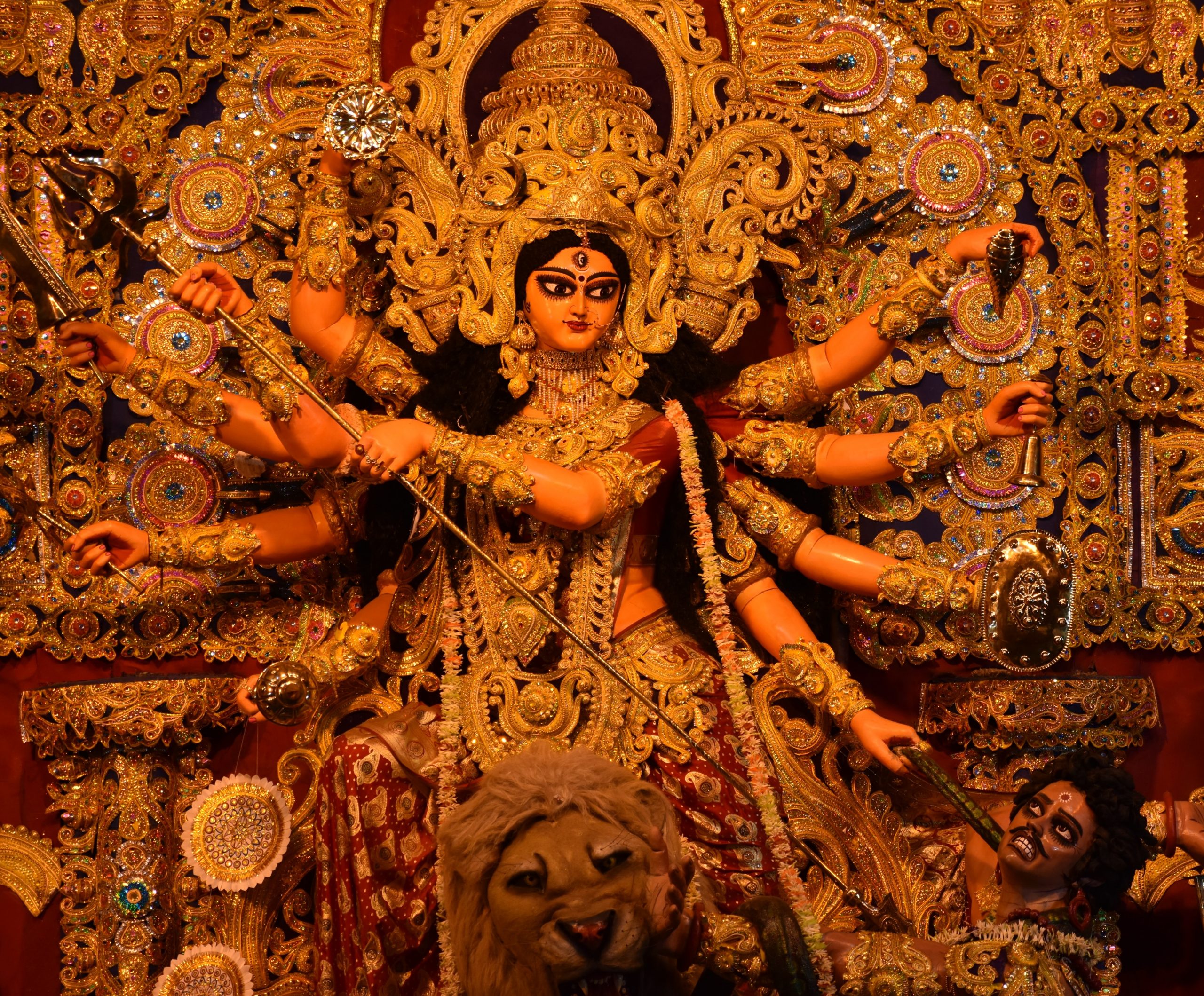 maa-durga-killing-mahishasura-julahaa-sarees-2021